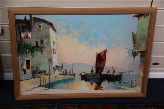 § Cecil Rochfort DOyly John (1906-1993) Mediterranean harbour scenes 18 x 26in.